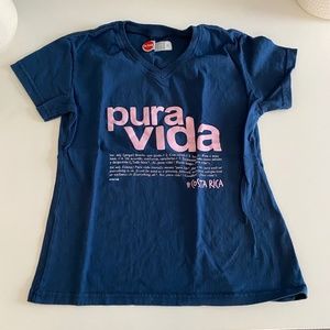 Costa Rica, pura vida, blue t-shirt, size M (fits like a S)